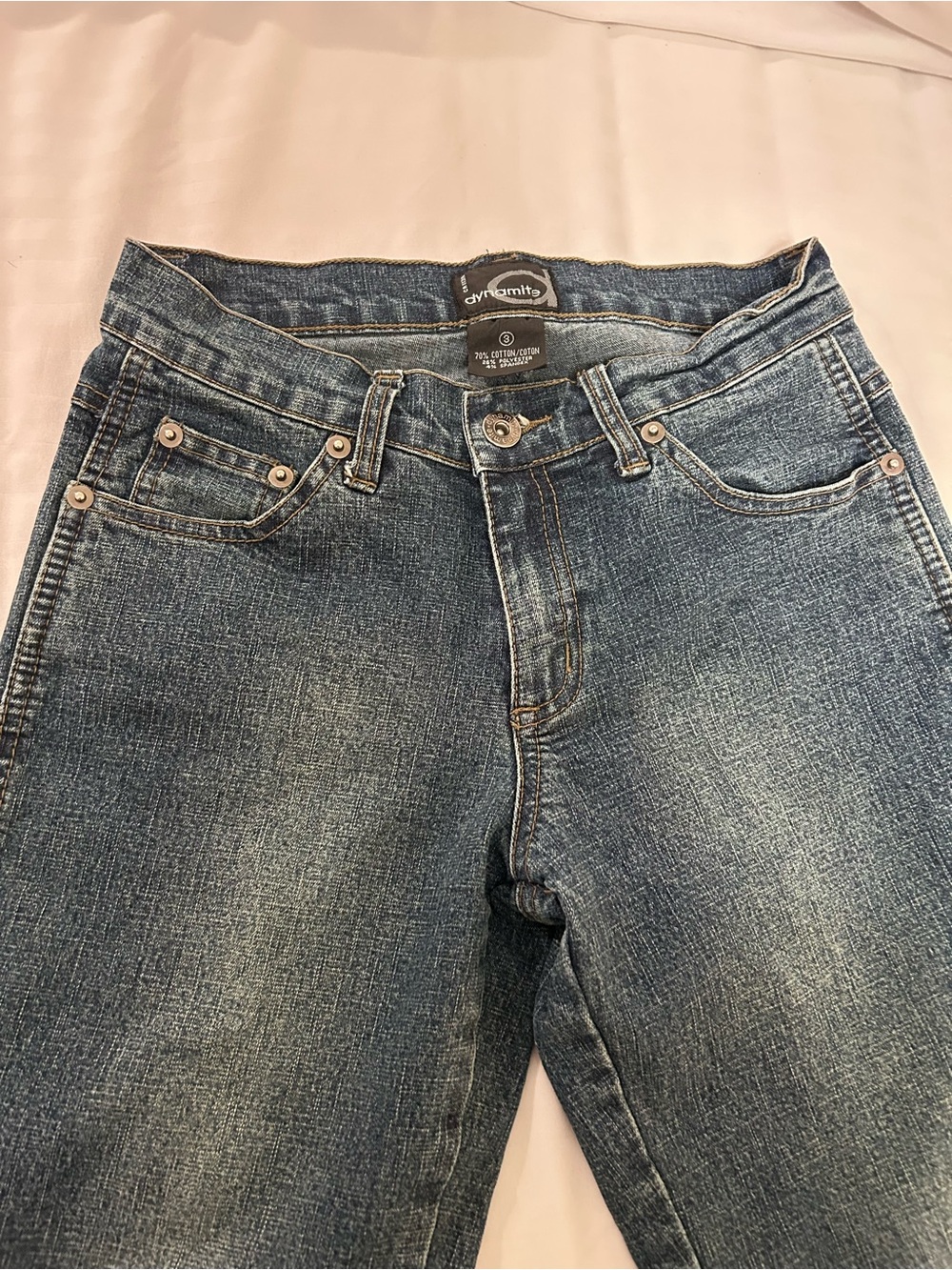 Dynamite Flare-Leg Midwash Blue Jeans
